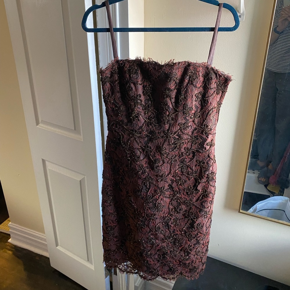 Vintage Victor Costa for Holt Renfrew brown embellished evening dress